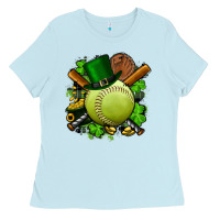 Baby Blue st.patrick's day softball Ladies Tee - FaDigitalArtStudio