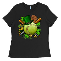 Black st.patrick's day softball Ladies Tee - FaDigitalArtStudio