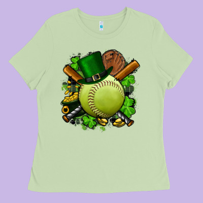 St.patrick's Day Softball Ladies Tee Designed By Fadigitalartstudio