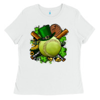 White st.patrick's day softball Ladies Tee - FaDigitalArtStudio