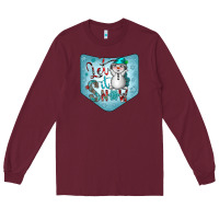 Burgundy Christmas Pocket Long Sleeve Tee - CowhideDigitalArt