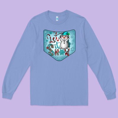 Christmas Pocket Long Sleeve Tee Designed By Cowhidedigitalart