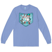 Colony Blue Christmas Pocket Long Sleeve Tee - CowhideDigitalArt