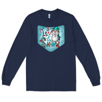 Navy Christmas Pocket Long Sleeve Tee - CowhideDigitalArt