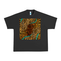 Pigment Black safari animals turquoise glitter seamless pattern Urban Heavy Tee - BundleAndBundleShop