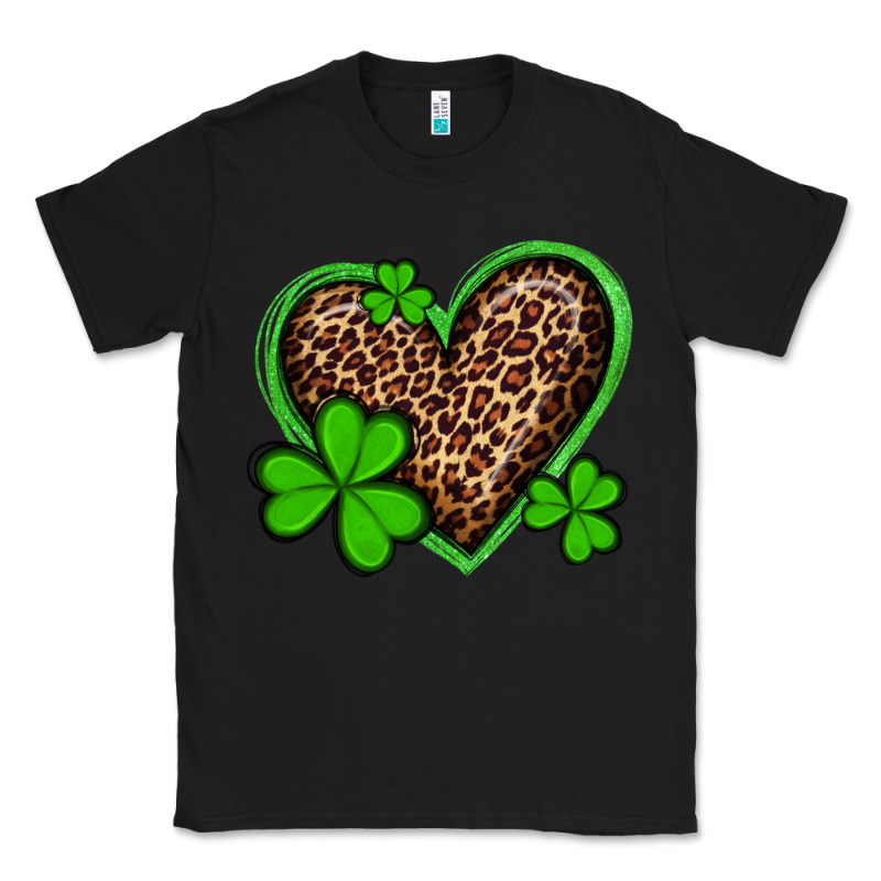St Patricks Day Leopard Heart With Shamrocks Classic Tee by Artiststas | Teevron