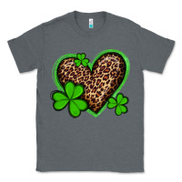 Charcoal Heather st patricks day leopard heart with shamrocks Classic Tee - Artiststas