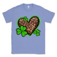 Colony Blue st patricks day leopard heart with shamrocks Classic Tee - Artiststas
