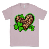 Lilac st patricks day leopard heart with shamrocks Classic Tee - Artiststas