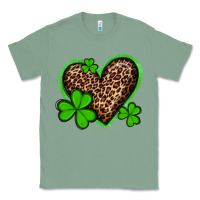 Sage st patricks day leopard heart with shamrocks Classic Tee - Artiststas