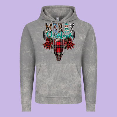 Merry Christmas Bull Skull Vintage Hoodie Designed By Cowhidedigitalart