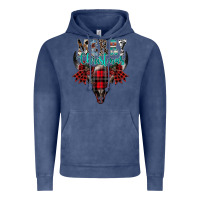 Vintage Denim merry christmas bull skull Vintage Hoodie - CowhideDigitalArt