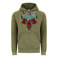Vintage Olive merry christmas bull skull Vintage Hoodie - CowhideDigitalArt