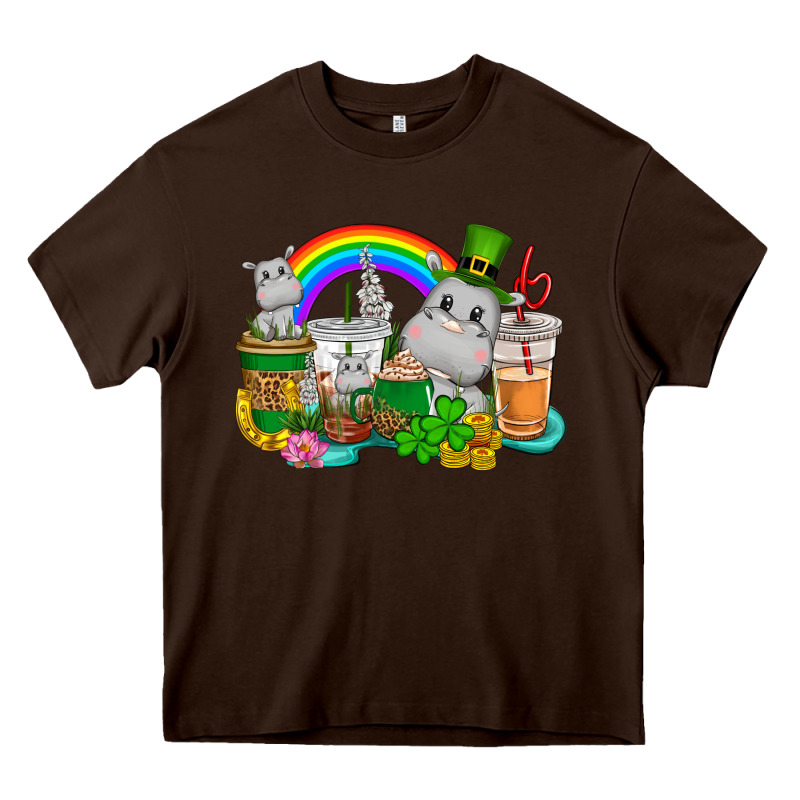 St. Patrick's Hippopotamus Coffee Cups Heavy Core Tee by CowGirlArtShop | Teevron