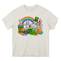 Cream St. Patrick's Hippopotamus coffee cups Heavy Core Tee - CowGirlArtShop