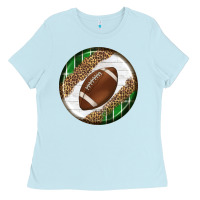 Baby Blue American Football Round Carrings 2 Ladies Tee - BundleAndBundleShop