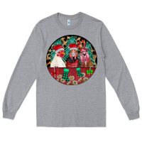 Heather Grey Chickens Long Sleeve Tee - CowhideDigitalArt