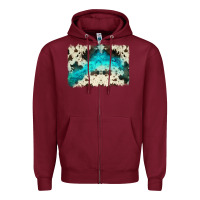 Burgundy turquoise, cowhide backgraund Zipper Hoodie - JahusDesignShop