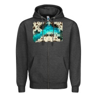 Charcoal Heather turquoise, cowhide backgraund Zipper Hoodie - JahusDesignShop