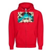 Red turquoise, cowhide backgraund Zipper Hoodie - JahusDesignShop
