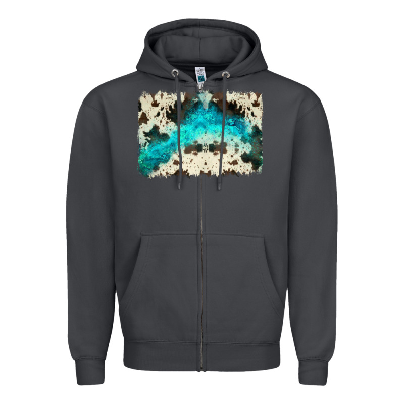 Turquoise, Cowhide Backgraund Zipper Hoodie by JahusDesignShop | Teevron