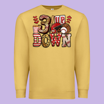 Three Up Three Down Baseball Premium Sweatshirt Designed By Jasminsmagicworld
