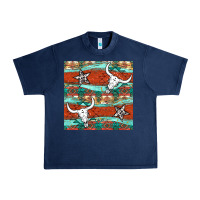 Navy western aztec bull skull stars seamless pattern Urban Heavy Tee - BundleAndBundleShop