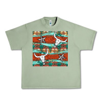 Oil Green western aztec bull skull stars seamless pattern Urban Heavy Tee - BundleAndBundleShop