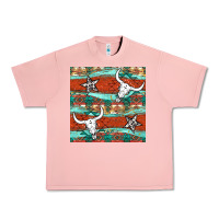 Salmon western aztec bull skull stars seamless pattern Urban Heavy Tee - BundleAndBundleShop