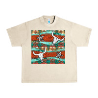Sandshell western aztec bull skull stars seamless pattern Urban Heavy Tee - BundleAndBundleShop