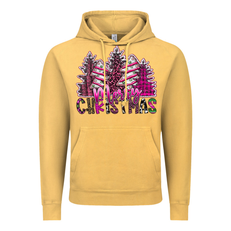 Merry Christmas Pink  Trees Vintage Hoodie by CowhideDigitalArt | Teevron
