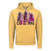 Vintage Mustard Merry Christmas pink  trees Vintage Hoodie - CowhideDigitalArt