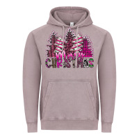 Vintage Zinc Merry Christmas pink  trees Vintage Hoodie - CowhideDigitalArt
