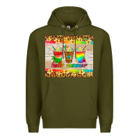 Army Green hello summer ice coffee Premium Hoodie - Artiststas