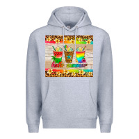 Heather Grey hello summer ice coffee Premium Hoodie - Artiststas