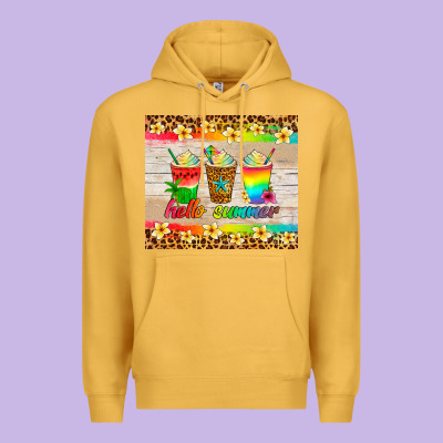 Hello Summer Ice Coffee Premium Hoodie Designed By Artiststas