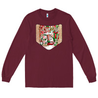 Burgundy Christmas Pocket Long Sleeve Tee - CowhideDigitalArt
