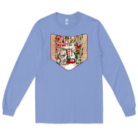 Colony Blue Christmas Pocket Long Sleeve Tee - CowhideDigitalArt