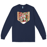 Navy Christmas Pocket Long Sleeve Tee - CowhideDigitalArt