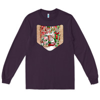 Plum Christmas Pocket Long Sleeve Tee - CowhideDigitalArt
