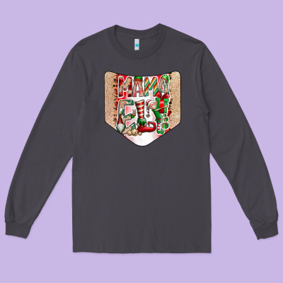 Christmas Pocket Long Sleeve Tee Designed By Cowhidedigitalart