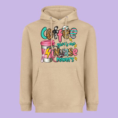 Coffee Gives Me Nurse Powers Heavyweight Hoodie Designed By Jasminsmagicworld