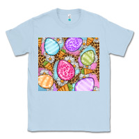 Dusty Blue Easter eggs daisies carrots Classic Tee - OliviaCreatesArt
