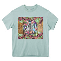 Arona Easter bunny with floral wreath and leopard Heavy Core Tee - RanaPortraitStore