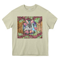 Mossy Easter bunny with floral wreath and leopard Heavy Core Tee - RanaPortraitStore