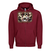 Burgundy Cowhide Leopard Background Zipper Hoodie - JahusDesignShop