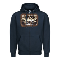 Navy Cowhide Leopard Background Zipper Hoodie - JahusDesignShop