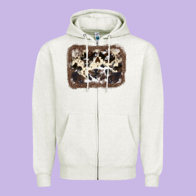 Cowhide Leopard Background Zipper Hoodie Designed By Jahusdesignshop