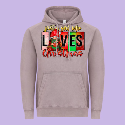 Just A Girl Who Loves Christmas Vintage Hoodie Designed By Cowhidedigitalart