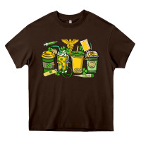 Chocolate Brown St. Patrick's Day Nurse coffee cups Heavy Core Tee - HowdyJamesFarm